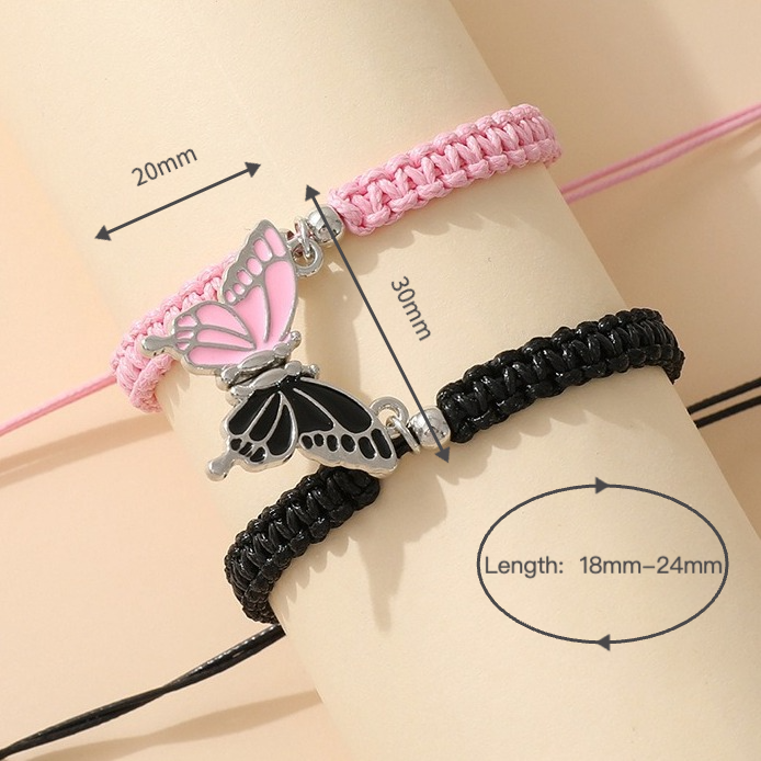 magnetic butterfly couple bracelets for boyfriend and girlfriend pink black matching friendship bracelets long distance relationship bff gift set 2pcs