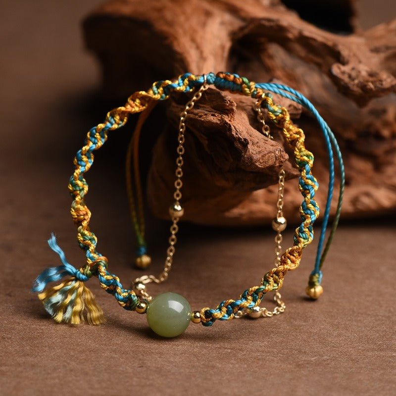 handcrafted hetian jade bracelet - luxury multi - layered vintage ethnic style women's bracelet - star8s