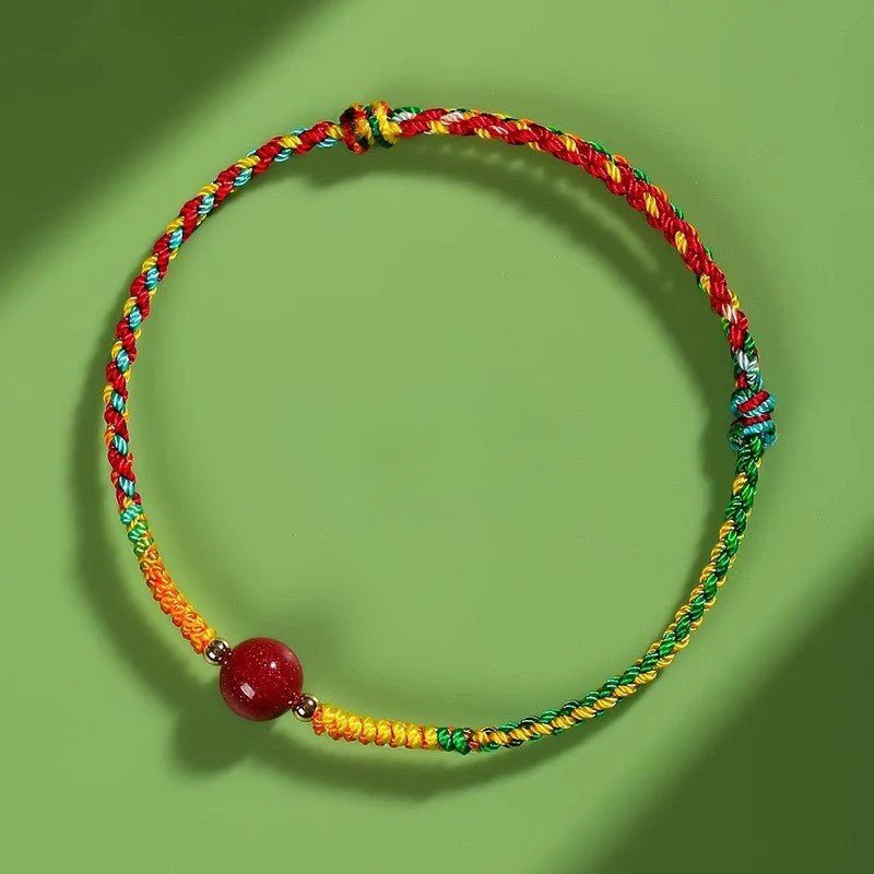 handmade red string bracelet – adjustable five - color luck bracelet with red sand bead for children and adults - star8s