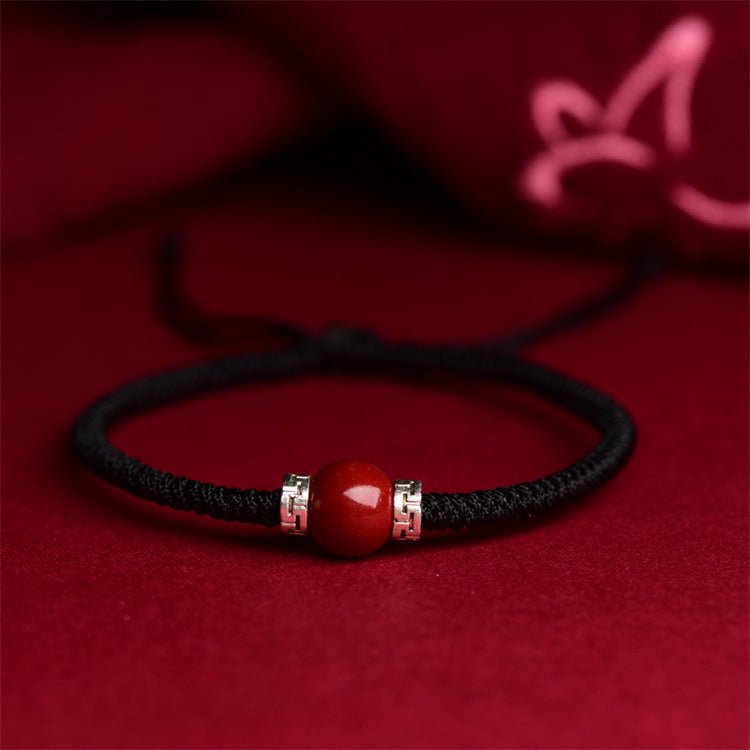 handmade red string bracelet with tibetan silver & red coral beads for men & women - star8s