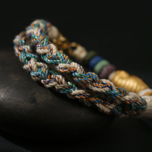 Handmade Woven Bracelet – Copper Beads & Lava Stones - Symbol of Success & Good Luck - STAR8S