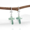 Jade Blue Water Cross Earrings S925 Silver Inlaid Ice Jade Earrings Safety Earrings