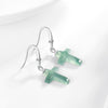 Jade Blue Water Cross Earrings S925 Silver Inlaid