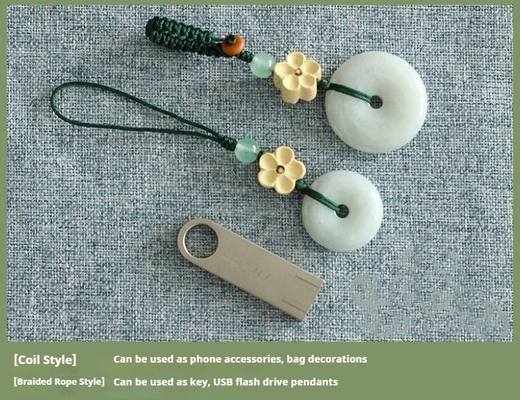 🌿 jade keychain - ping an kou pendant for men and women, minimalist phone charm & keyring accessory 🌿 - star8s