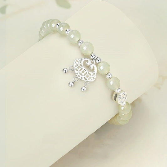 Jade Stone Bracelet - Hetian Jade, 925 Silver, Longevity Lock, Ruyi, Coin | STAR8S