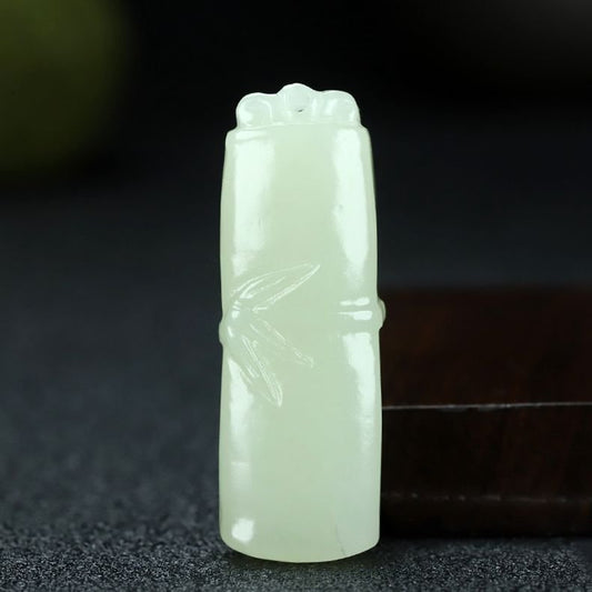 Natural Hetian Jade Bamboo Pendant – Elegant White Jade Pendant for Men & Women 🌿 - STAR8S