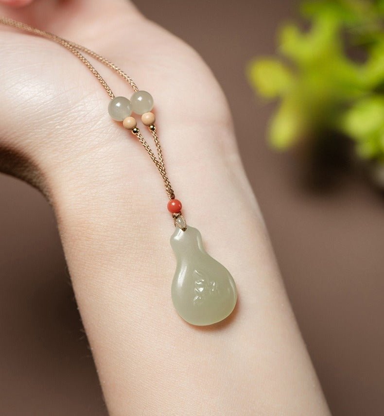 natural hetian jade gourd pendant necklace for women - star8s