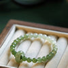 Natural Hetian Jade Gradient Qing Shui Lake Green Bracelet – Ping An Kou Design, Versatile Handmade Jewelry