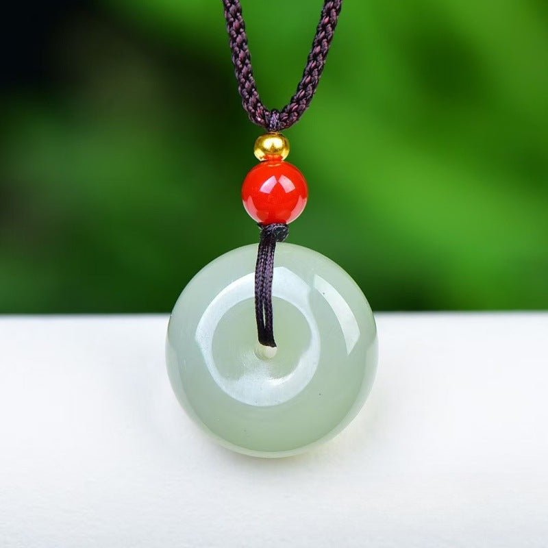 natural hetian jade ping'an kou pendant – sheep fat white jade amulet necklace for men & women - star8s