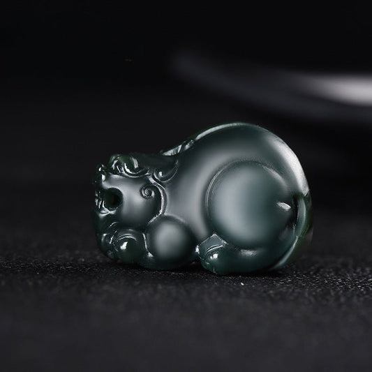 Natural Hetian Jade Pixiu Pendant Necklace – Handcrafted Green Jade Good Luck Pendant for Wealth & Protection - STAR8S