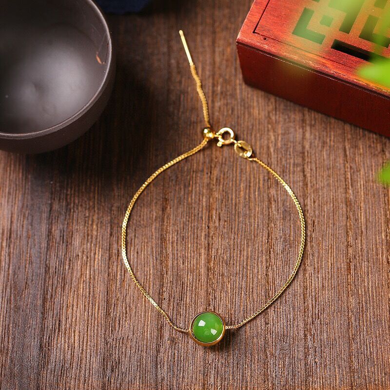 natural hetian jade starry sky bracelet – adjustable 8mm, simple & elegant design ✨💚 - star8s