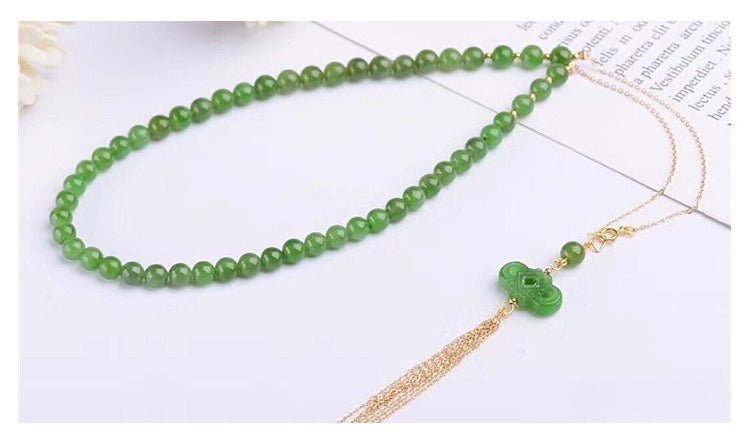 natural jade necklace | handcrafted 14k gold - plated clavicle chain for women - elegant and timeless fashion jewelry πΏπ - star8s