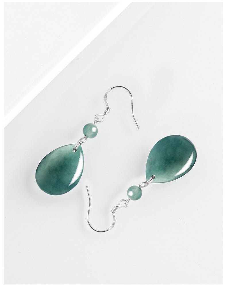 natural jadeite blue water water drop earrings s925 silver ice jade fashion women's earrings, earrings are simple - star8s