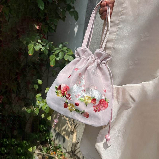 Pink Chinese - style Suzhou - embroidered Crossbody Bag with Rabbit Pattern, Versatile for All Seasons - STAR8S
