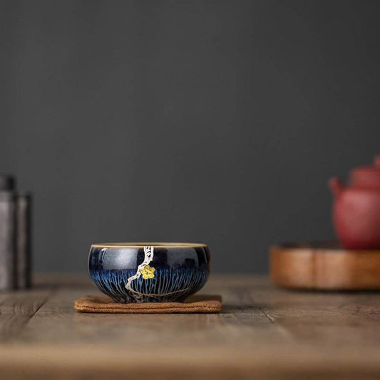 Plum Blossom jianzhan tea cup – High-End Silver Cups, Wedding Gift Anxiety Relief & Artistic Legacy - STAR8S