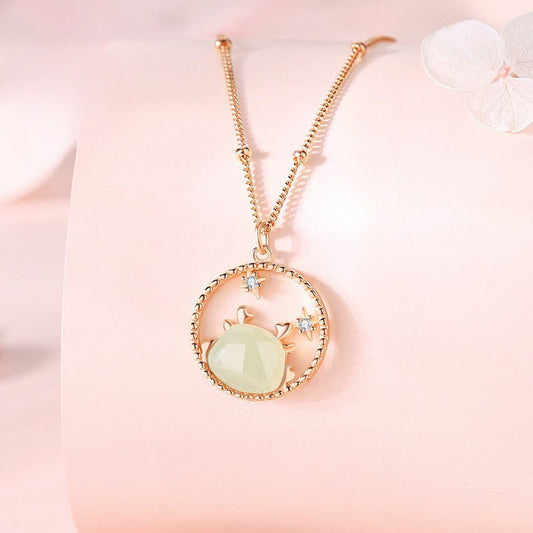 Real Jade Necklace - 925 Silver Gold Plated Dragon Hetian Pendant | STAR8S
