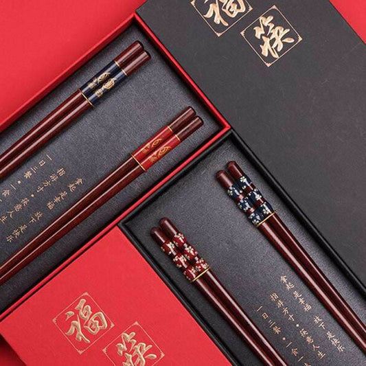Red Blue Cherry Blossom Wooden Chopsticks Gift Box Romantic Wedding Favor - STAR8S