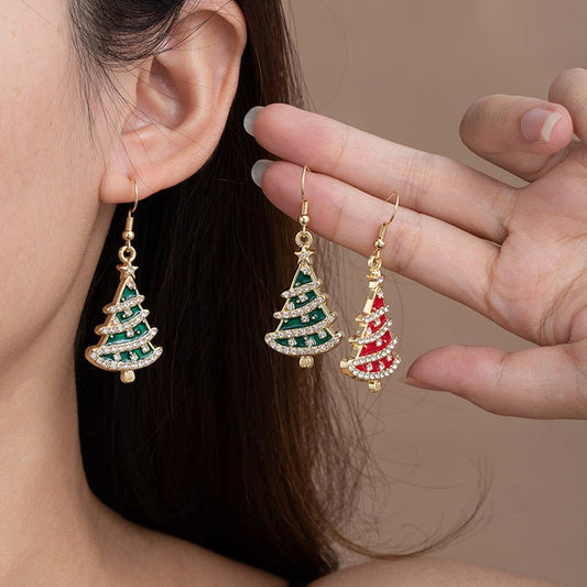 Rhinestone Christmas Tree Earrings – Elegant Holiday Jewelry for Women - STAR8S
