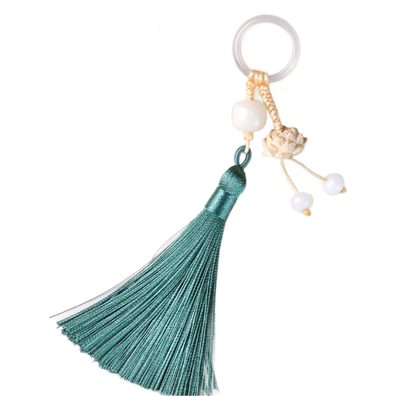 ruyi tassel keychain with bodhi carving & lotus design – elegant & spiritual accessory - star8s