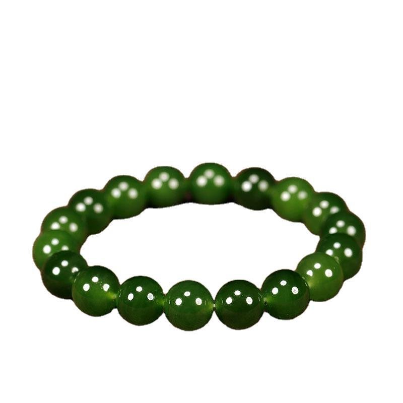 spinach green hetian jade bracelet for women - elegant 10mm bead jewelry, perfect gift - star8s