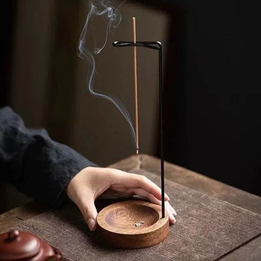 STAR8S Creative Upside Down Incense Burner Incense Stick Holder Wooden Round Incense Tray Ornament Bedroom Home Yoga Decoration Crafts - STAR8S