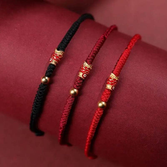 STAR8S Handmade Koi Fish Wealth Success Braided Rope Bracelet: Chinese Auspicious Fashion Accessory - STAR8S