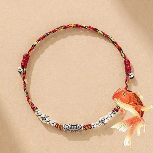 STAR8S Luck Koi Fish Braided Colorful String Bracelet Anklet: Chinese - style Auspicious Fashion Accessory - STAR8S