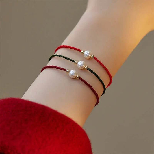 STAR8S Natural Pearl Bead Luck Braid String Bracelet: Chinese - style Elegant Lucky Accessory - STAR8S