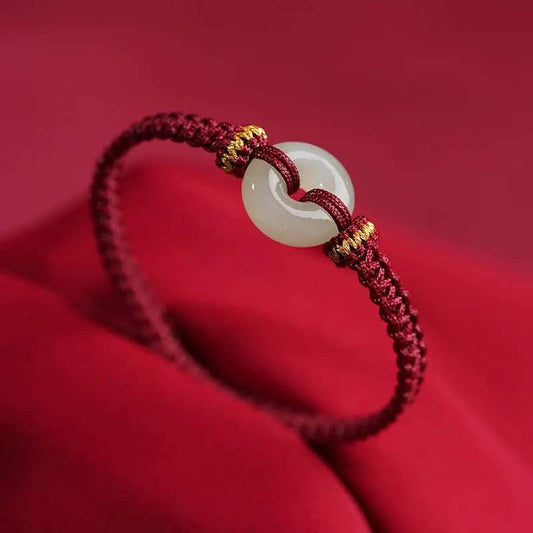 STAR8S Peace Buckle Jade Braided Bracelet: Chinese - style Auspicious Fashion Accessory - STAR8S
