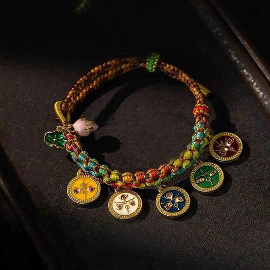 STAR8S Tibetan Colorful Rope Five God Of Wealth Luck Braid Bracelet: Chinese Ethnic - style Wealth Accessory - STAR8S