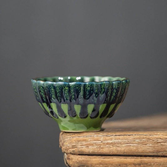 Tenmoku Tea Cups – Emerald Yohen Glaze, Handmade Gold-Silver Inlay, Gifting Stress Relief & Prestige - STAR8S