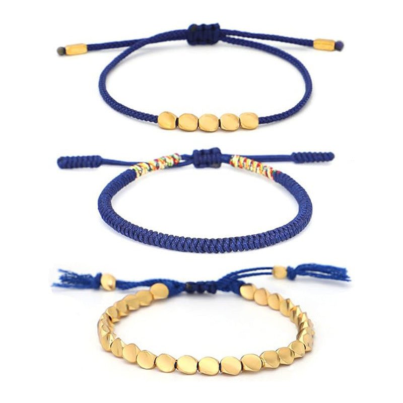 unisex copper bead red string bracelet with creative tassels – adjustable friendship handcrafted bracelet - star8s