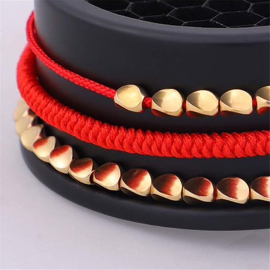 Unisex Copper Bead Red String Bracelet with Creative Tassels – Adjustable Friendship Handcrafted Bracelet - STAR8S