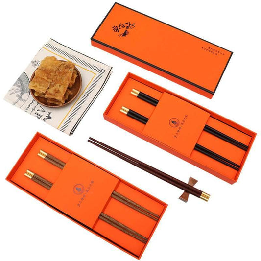 Varnish Free Wenge Rosewood Chopsticks Gift Box Two Pair Healthy Dining Set - STAR8S