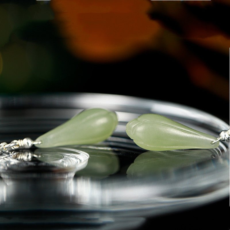 vintage chinese style tassel drop earrings for slimming effect jade earrings - star8s