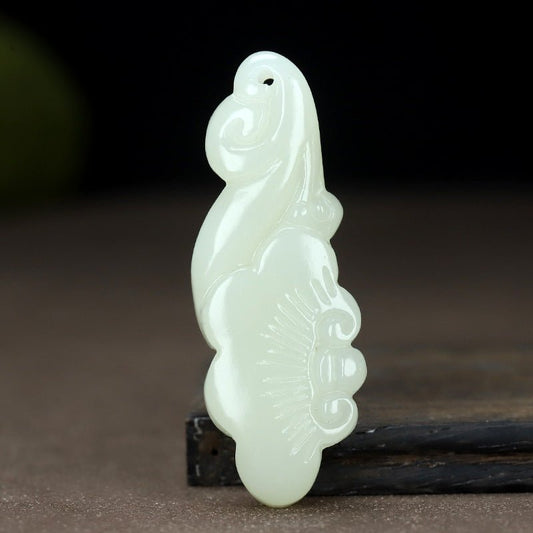 White Hetian Jade Ruyi Necklace Pendant 🐉 | Elegant Jade Necklace for Good Luck & Protection ✨ - STAR8S