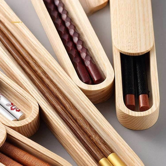 Wooden Portable Box Single Chopsticks Student Travel Healthy Tableware - STAR8S
