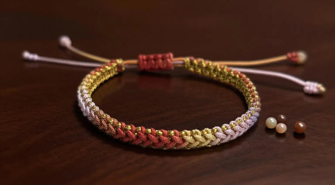 How to Make a Red Gradient Peace Knot Bracelet with Jade Cord Tutorial - STAR8S