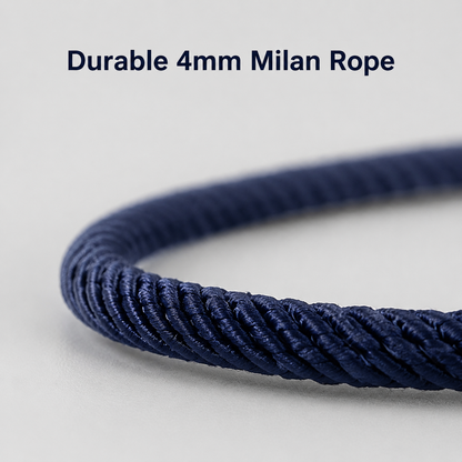 Men's Double Wrap Bracelet Navy Blue Milan Rope Cord Wristband Matte Black Alloy Magnetic Clasp Unisex Minimalist Surf Beach Nautical Jewelry Layering Cuff