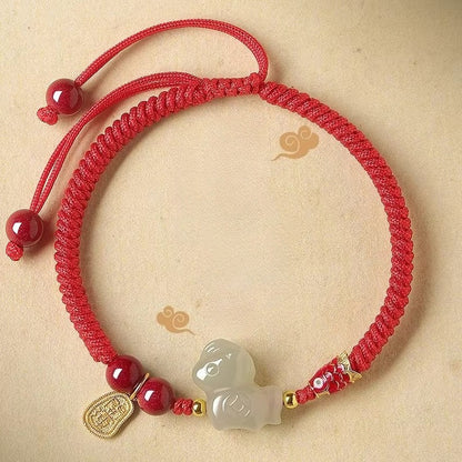 Chinese Zodiac Horse Jade Red String Bracelet – 2026 Year of the Horse Hetian for Women & Men - STAR8S