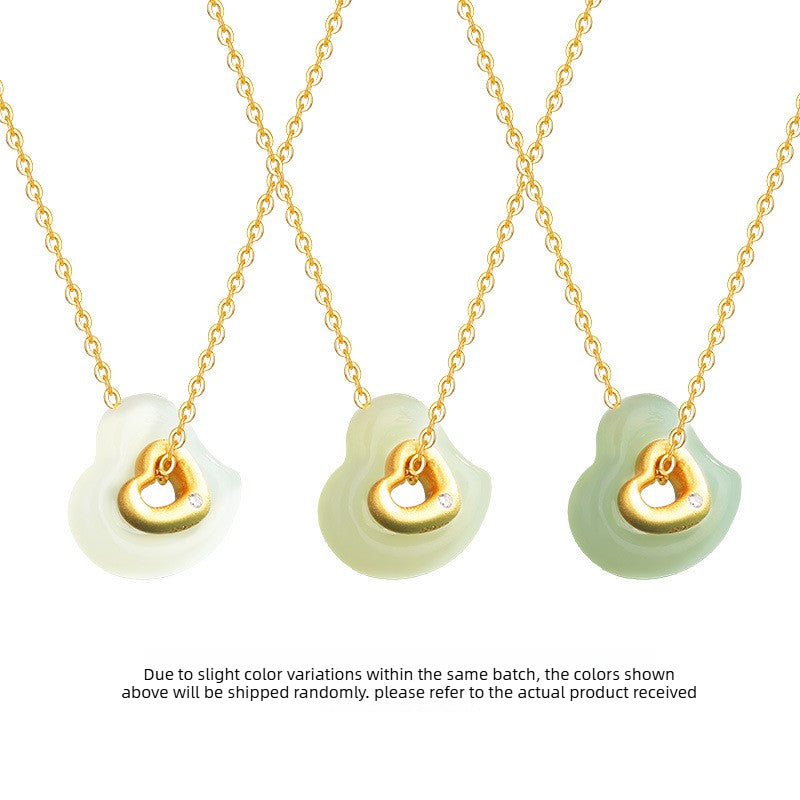 Hetian Jade Heart Necklace - S925 Sterling Silver Romantic Gift STAR8S
