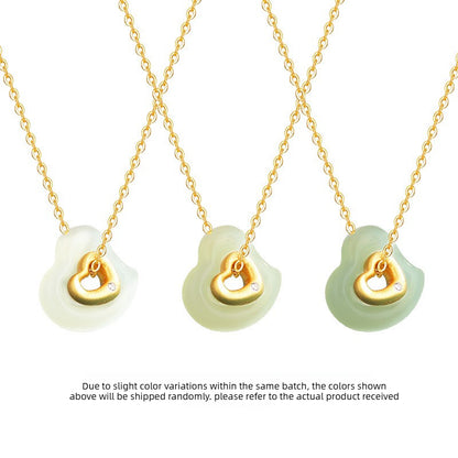 Hetian Jade Heart Necklace - S925 Sterling Silver Romantic Gift STAR8S