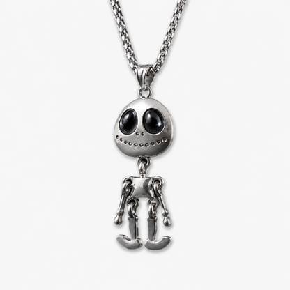Men's Alien Skeleton Pendant Necklace Stainless Steel Articulated Movable Joint Skull Charm Box Chain Hip Hop Streetwear Y2K Gothic Punk Jewelry Gift for Him