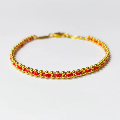 Boho Red String Bracelet - Lucky Gold Bead Rope Gift for Women, Handcrafted Minimalist Design, Adjustable Lobster Clasp, Perfect for Daily Wear & Special Occasions