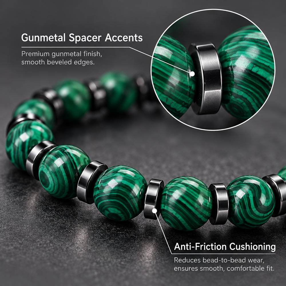 unisex green striped bead adjustable woven cord bracelet