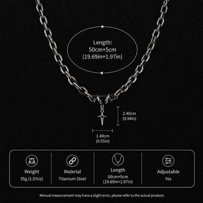 Men's Starburst Pendant Necklace Titanium Steel Cuban Link Chain Layered Hip Hop Choker Black Gem Cross Accent Streetwear Jewelry Gift for Men Male Accessories