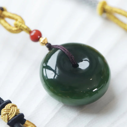Green Jade Ping An Kou Pendant Necklace
