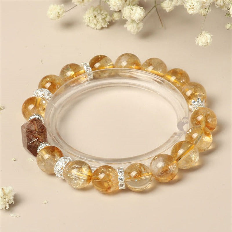 Natural Citrine Crystal Bracelet for Women – Luxury Irregular Super Seven Yellow Crystal Jewelry Gift - STAR8S