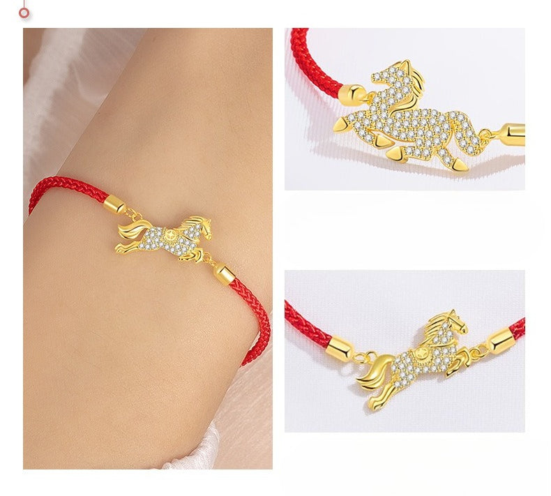 chinese zodiac horse silver red string bracelet – s925 sterling silver lucky bracelet for women
