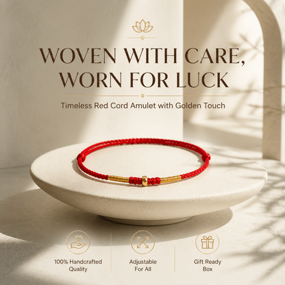 Handgemachtes rotes Armband für Damen, verstellbar mit Goldkugel-Akzent, hochwertige Handwerkskunst, Symbol des Schutzes, stilvoller Glücksbringer